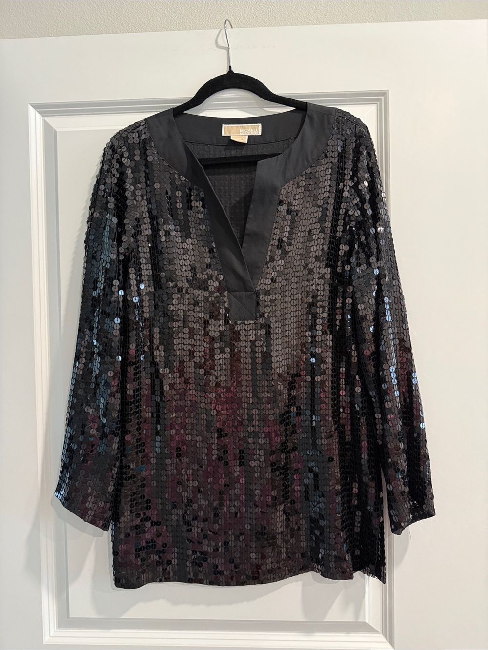 Michael Kors Black Sequin Tunic Top sz m